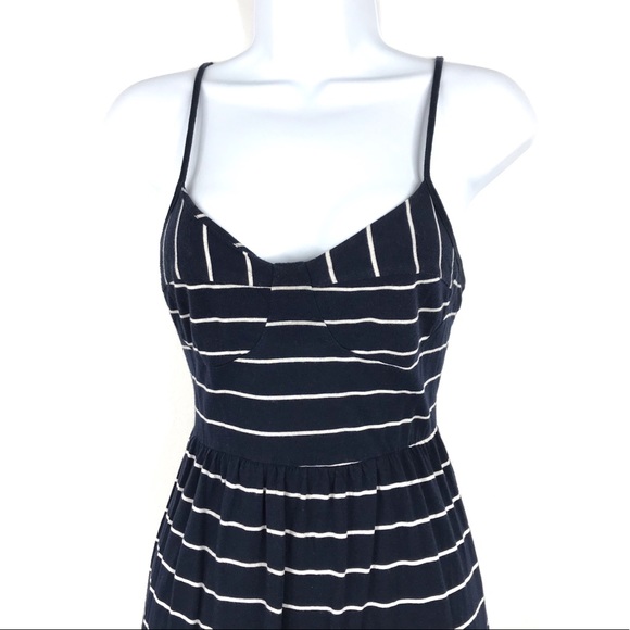 GARAGE Dark Blue White Striped Flowy Summer Dress - Picture 3 of 3